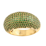 Micro Pave Tsavorite Dome Design Ring In 18k Yellow Gold