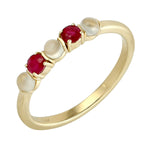 Natural Moonstone Ruby Beautiful Band Ring In 14k Yellow Gold