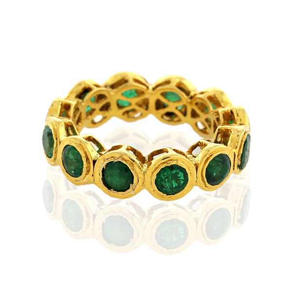 Bezel Set Emerald Eternity Ring In 14k Yellow Gold