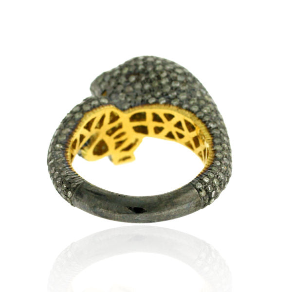 Pave Diamond Gemstone 14k Gold Wrap Snake Ring Sterling Silver Gift