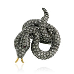 Studded Ruby & Diamond Snake Ring 18k Gold 925 Silver Handmade Jewelry