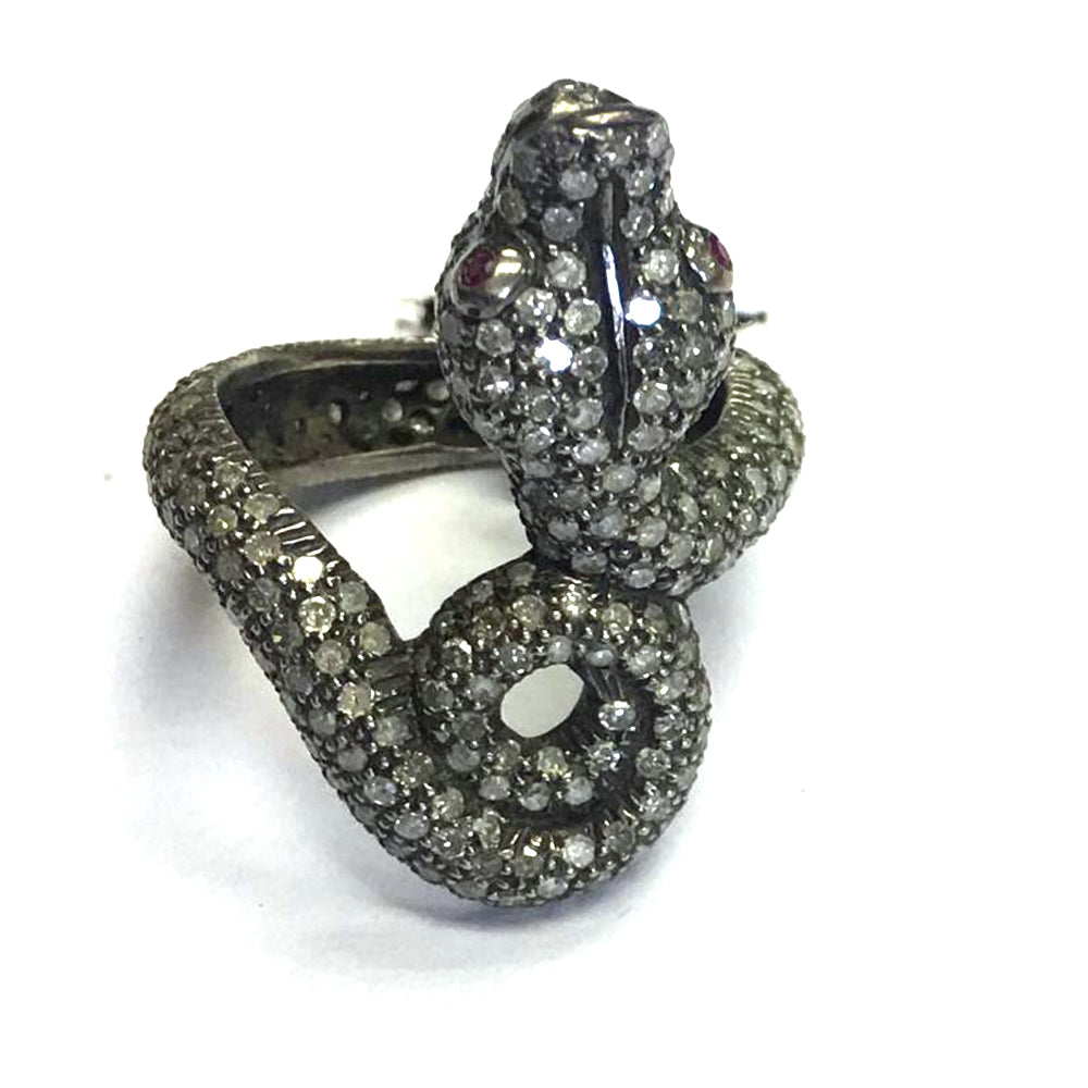 Diamond 925 Silver 18k Gold Gemstone Wrap Snake Ring Gift