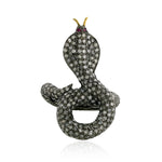 Pave Diamond Snake Ring Ruby 18k Gold 925 Silver Handmade Jewelry Halloween Gift