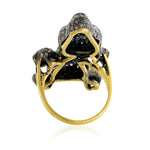 Diamond Double Skull Charm Ring 18K Gold 925 Sterling Silver Gift