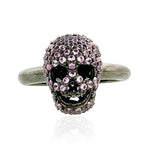 Pink Sapphire 925 Sterling Silver Handmade Skull Ring Gift
