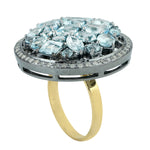 Aquamarine Diamond Ring 18kt Gold 925 Sterling Silver Party Wear Jewelry