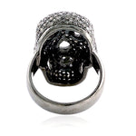 Pave Diamond 925 Sterling Silver Handmade Skull Ring Gift