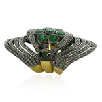 Natural Emerald Diamond 18kt Gold 925 Sterling Silver Knuckle Armor Ring Jewelry Gift
