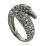 Pave Diamond Cross Over Designer Ring 925 Sterling Silver Gift