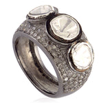 Rose Cut Diamond 925 Sterling Silver Handmade Band Ring Fashion Jewelry