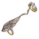 Pave Diamond 18kt Gold Angel Wing Design Connector Ring Silver Jewelry