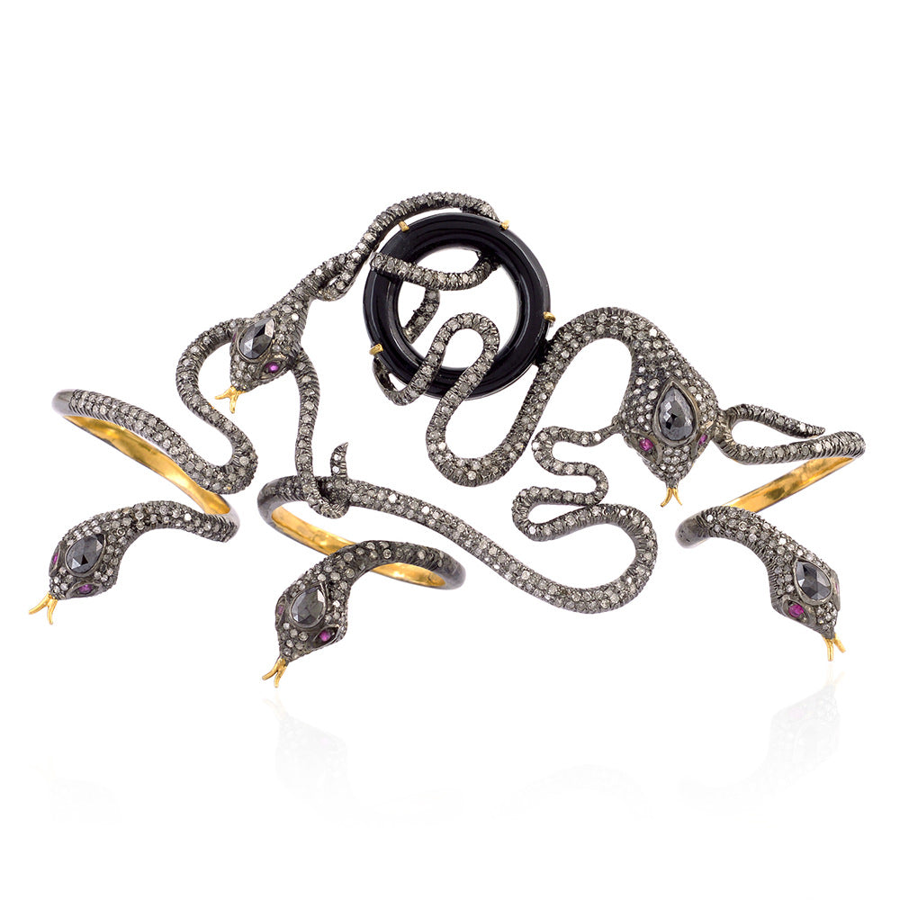 Onyx Ruby Diamond 18k Gold 925 Sterling Silver Designer Ring Jewelry