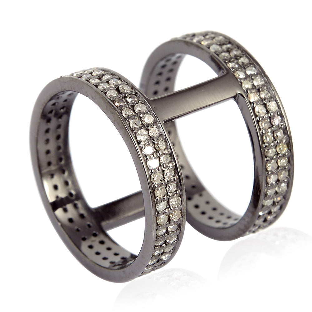 925 Sterling Silver Pave Diamond Handmade Ring Jewelry