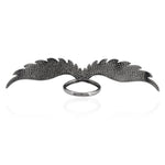 Pave Diamond Angel Wings Design Ring 925 Sterling Silver Fashion Jewelry