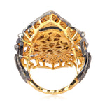 Uncut Diamond Onyx Vintage Ring In 18k Gold Silver