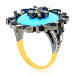 Baguette Sapphire Diamond Cocktail Ring In 18k Gold Silver For Her