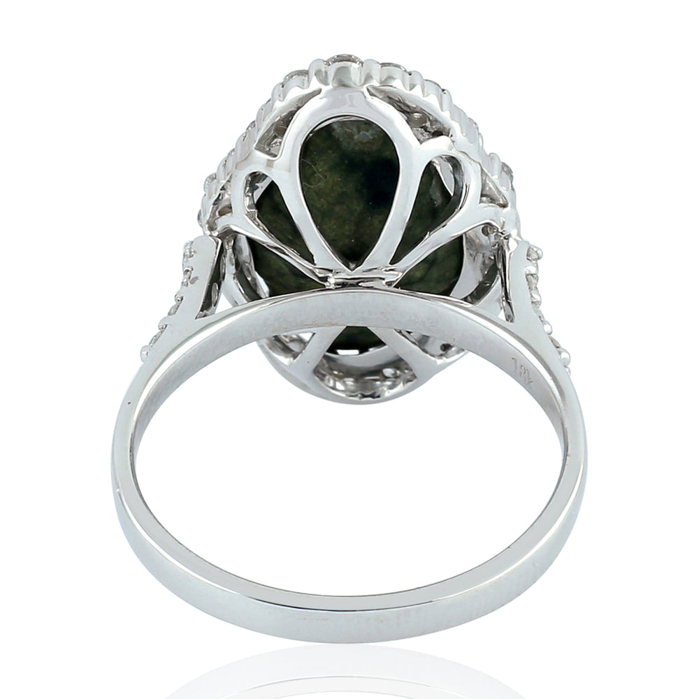 Natural Diamond 18K Solid White Gold Gemstone Cocktail Ring Fine Jewelry Gift