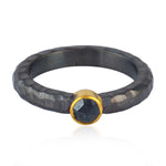 Black Diamond 925 Silver Gold Ring Minimal Jewelry