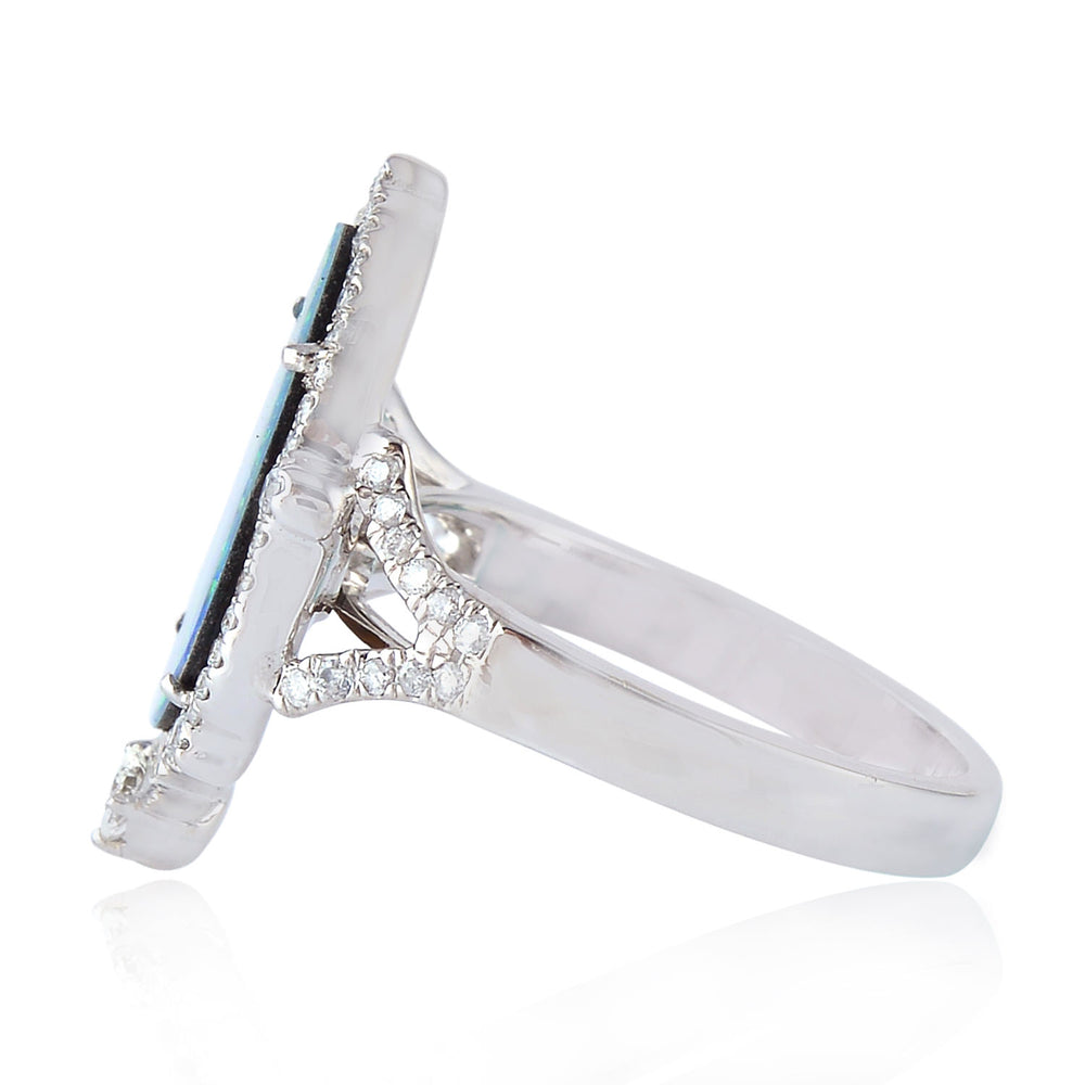 18kt Gold Opal Gemstone Designer Cocktail Ring October Birthstone Jewelry