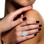 18k White Gold Carving Jade Designer Ring Handmade Jewelry
