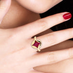 Bezel Set Beautiful Ruby Designer Ring Jewelry In 18k Yellow Gold Gift For Her