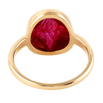 Bezel Set Beautiful Ruby Designer Ring Jewelry In 18k Yellow Gold Gift For Her