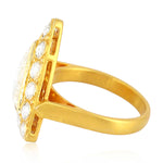 18Kt Yellow Gold Rose Cut Diamond Trillion Wedding Engagement Ring Gift
