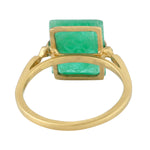 Pave Diamond Floral Emerald Gemstone Ring 18k Solid Yellow Gold