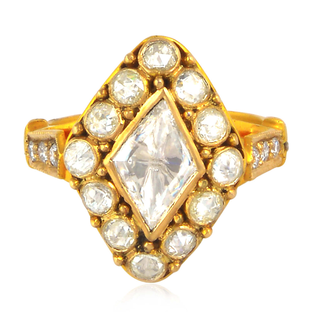 Natural Diamond Vintage Ring In 18k Yellow Gold For Her