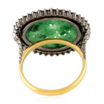 Natural Diamond Jade Gemstone Cocktail Ring 18k Gold 925 Sterling Silver Jewelry Gift