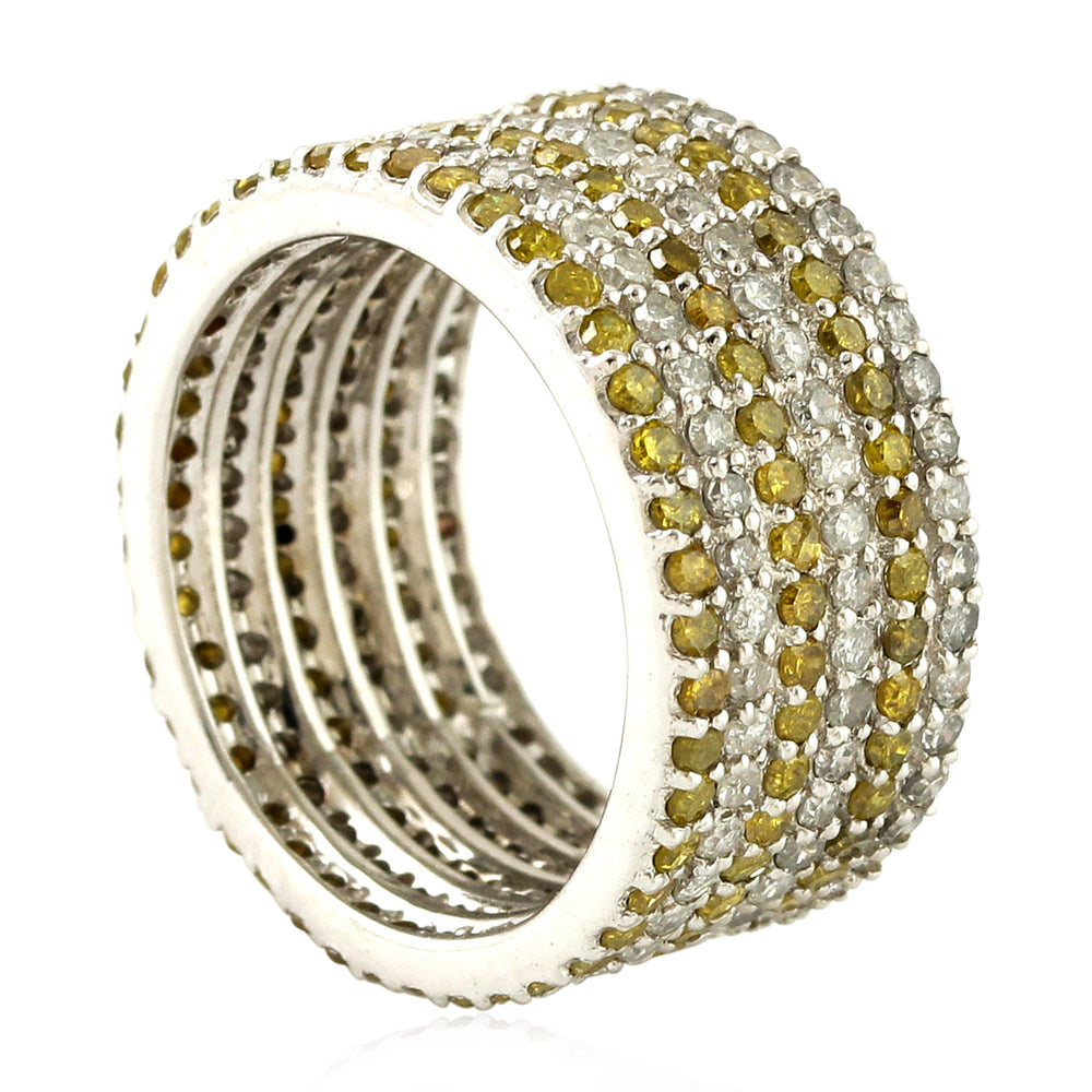 14k Gold pave Diamond Wide Band Ring For Women