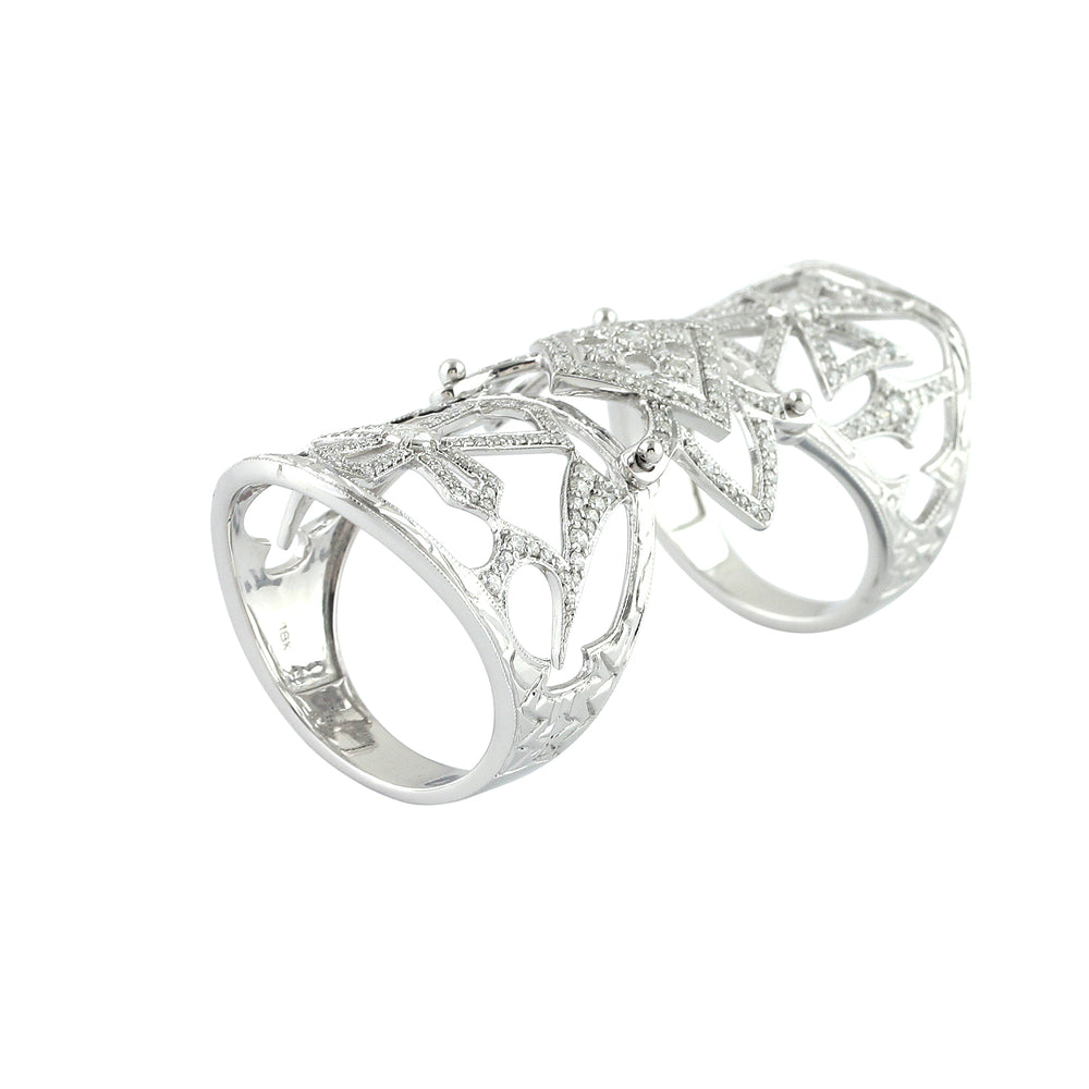 18k White Gold Natural Diamond Wedding Knuckle Ring