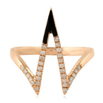 Natural Diamond Spike Ring 14k Rose Gold Enamel Jewelry Gift