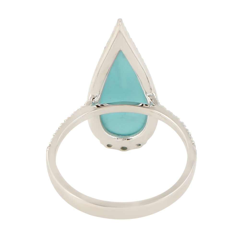 18Kt Gold Cocktail Ring Diamond Turquoise December Birthstone Jewelry