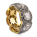 Rose Cut Diamond 14k Gold 925 Sterling Silver Band Ring Jewelry