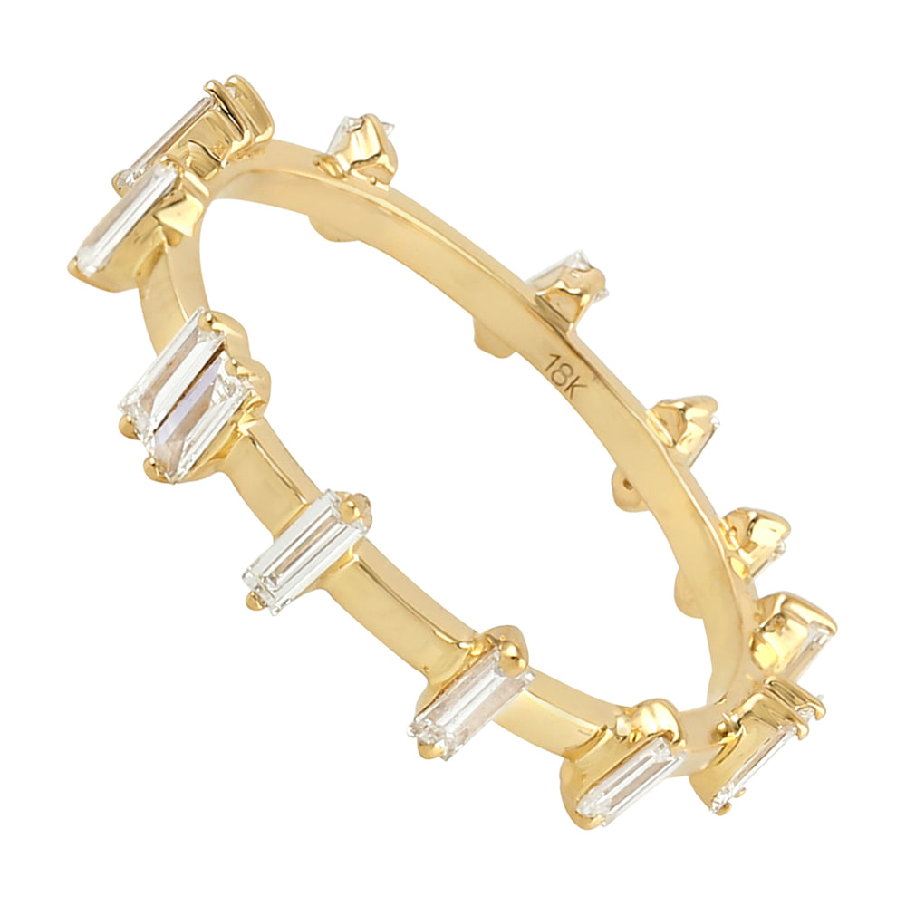 Baguette Diamond Station Ring In 18k Yellow Gold