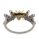 Tiara Design Ruby Diamond Band Ring Housefly In 18k Gold