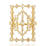 Natural Diamond Designer Cocktail Ring 18k Yellow Gold Jewelry Gift