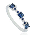 18k White Gold Diamond Sapphire Band Ring September Birthstone Jewelry Gift