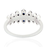Natural Sapphire Band Ring 18K White Gold Diamond Jewelry Gift