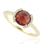 Pave Topaz Red Garnet Promise Ring 925 Sterling Silver Jewelry Size 7 Gift