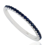 18k White Gold Blue Sapphire Half Eternity Band Ring September Birthstone Jewelry