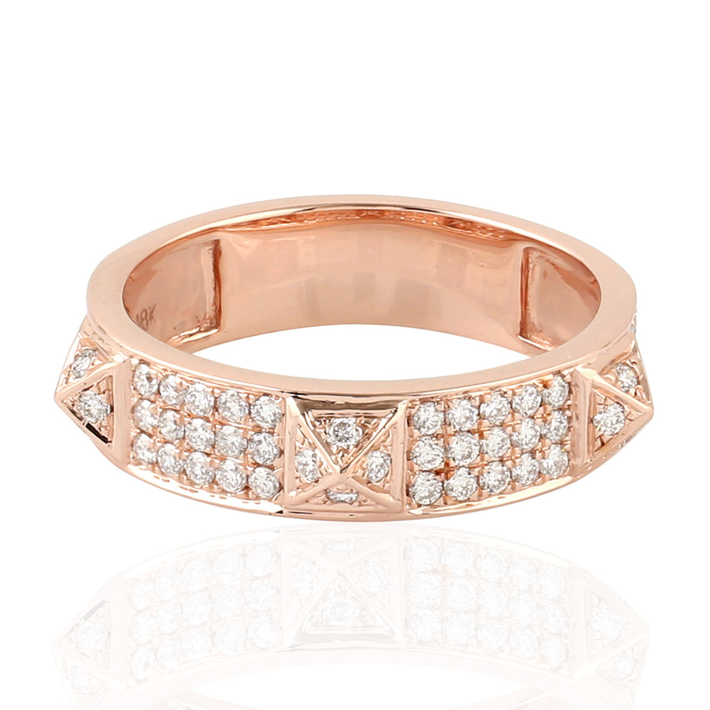 Solid 18K Rose Gold Pave Diamond Designer Ring Handmade Jewelry