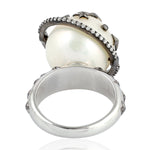 Natural Pearl Planet & Star Dome Designer Ring 925 Sterling Silver Jewelry