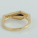 Solid 18k Yellow Gold Lapis & Pave Diamond Geometric Ring Jewelry