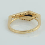 Solid 18k Yellow Gold Lapis & Pave Diamond Geometric Ring Jewelry
