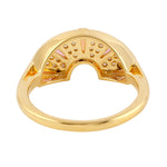 Tapered Baguette Sapphire Multiple Gemstone Pave Diamond Half-Moon Ring In 18k Yellow Gold