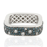 Natural Blue & White Diamond Band Ring In 18k White Gold Jewelry