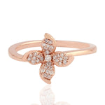 Natural Diamond Designer Ring 18K Rose Gold Daisy Jewelry