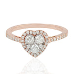 Natural Diamond Heart Band Ring In 18K Rose Gold Jewelry Gift